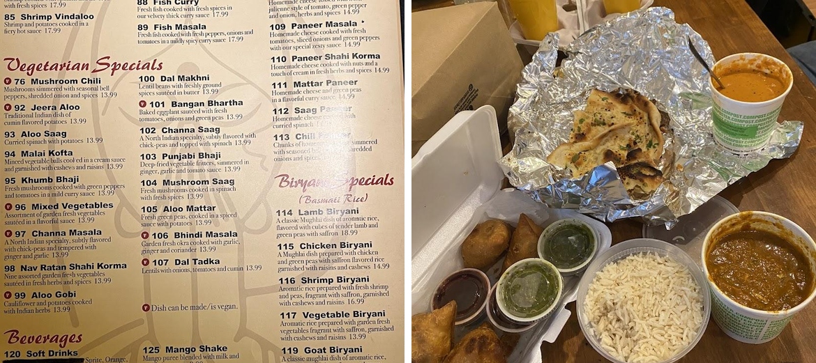 Taj Bar & Grill Menu