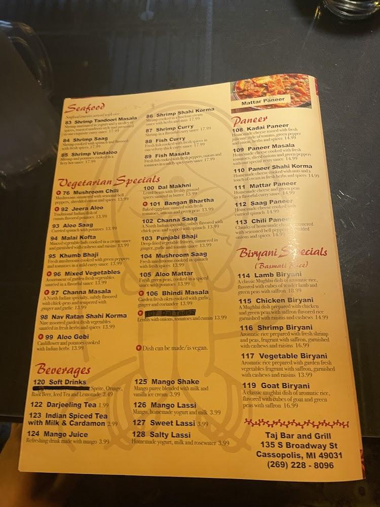Taj Bar & Grill Menu image 4
